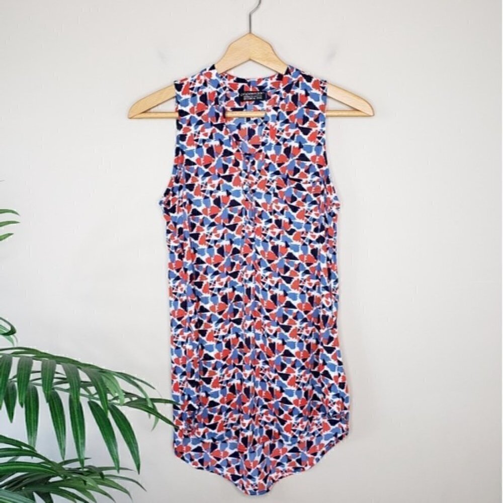 Papermoon Stitch Fix Red Orange Blue Abstract Print High-Low Tank Top Size XS